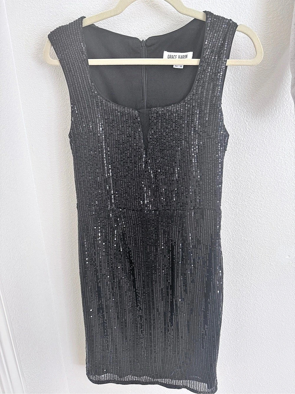 Grace Karin Sequin Square Neck Bodycon Knee Length Sparkly Glitter Cocktail